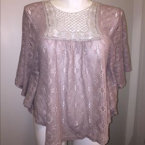 Almost Pink crochet Boho blouse